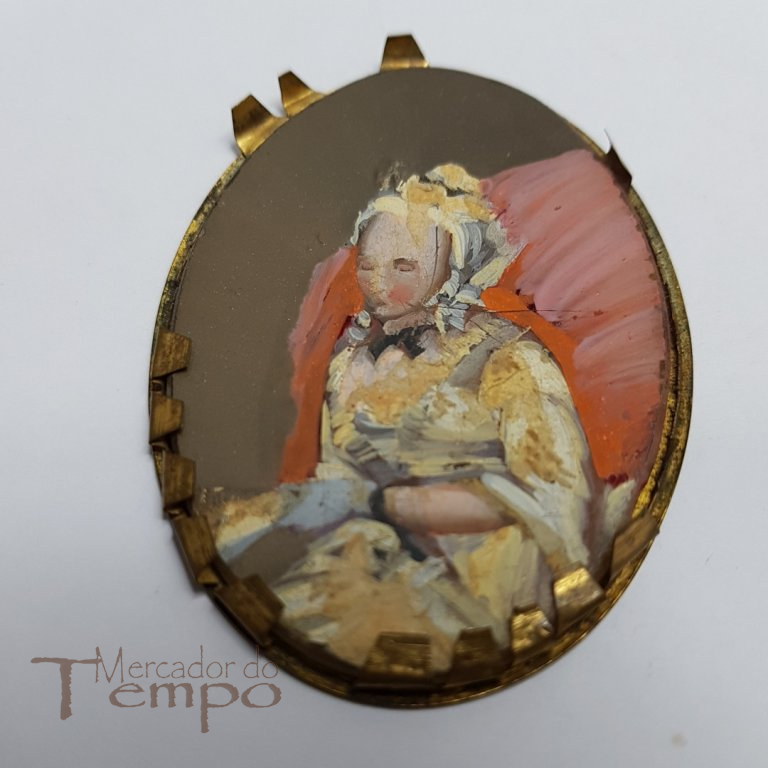 Pintura oval sobre vidro, Dama, Sec.XIX