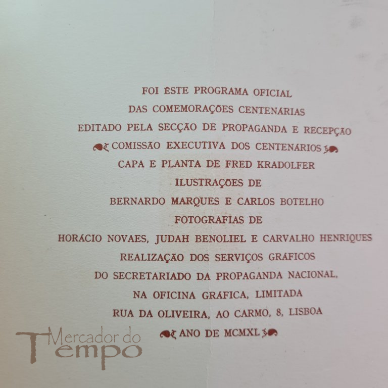 Programa oficial de 1940, das Comemorações Centenárias Exposição Mundo Português