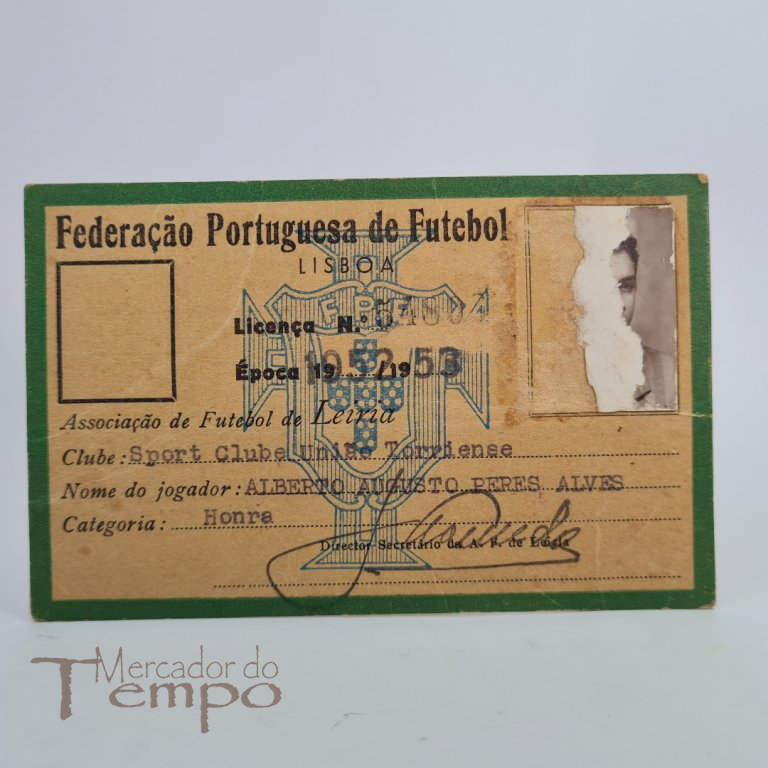 Cartão da Federação Portuguesa de Futebol, datado da época de 1952-53, do Sport Clube União Torriense