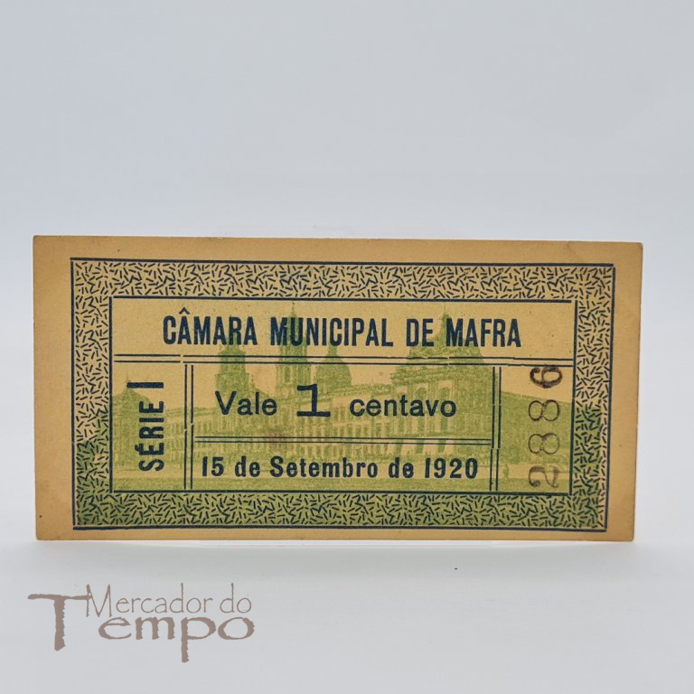 Cédula de 1 centavo Câmara Municipal de Mafra, 1920, Serie I 
