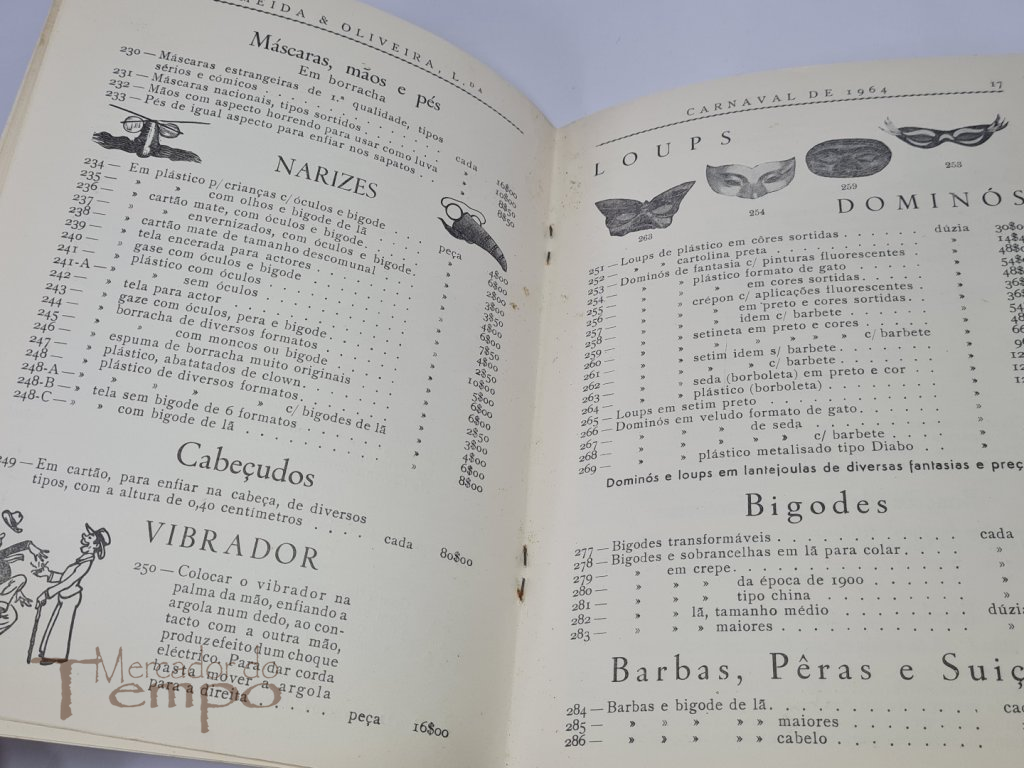 Raro Catálogo artigos com preçário para o Carnaval de 1964