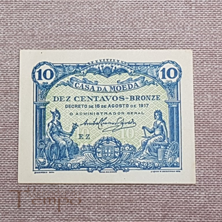 Nota / Cédula Portugal Dez 10 Centavos 1917