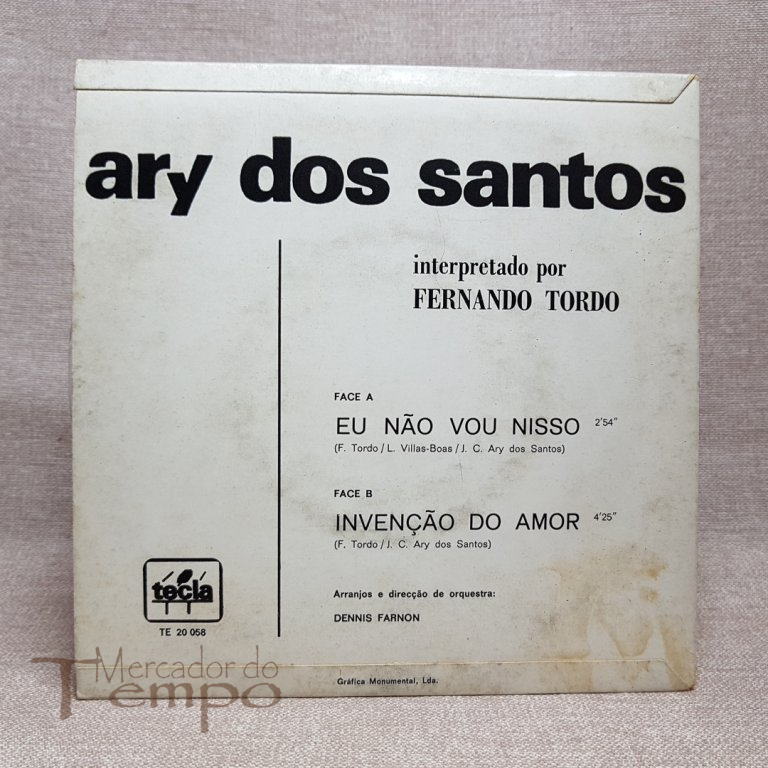 Disco 45 rpm Ary dos Santos por Fernando Tordo - TE 20 058