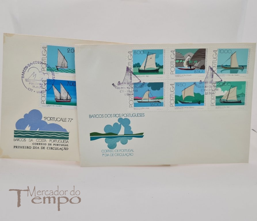 2 Envelopes 1º dia de circulação Barcos da Costa Portuguesa datado de 1971 e Barcos dos Rios Portugueses datado de 1981.