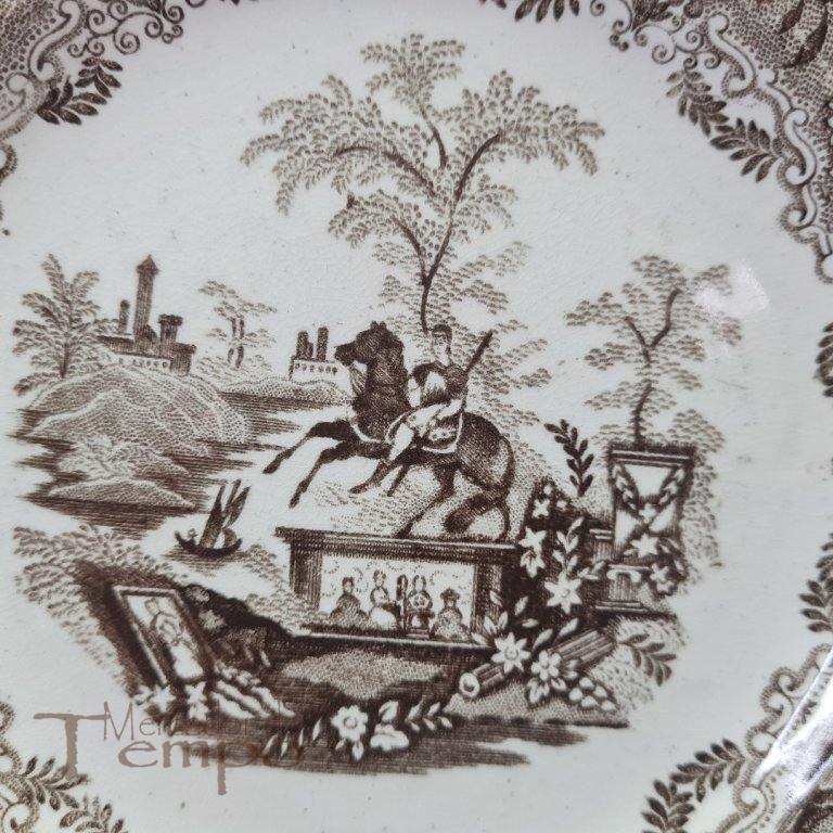 Prato Sobremesa Fábrica de Sacavém Cavalinho castanho 1862