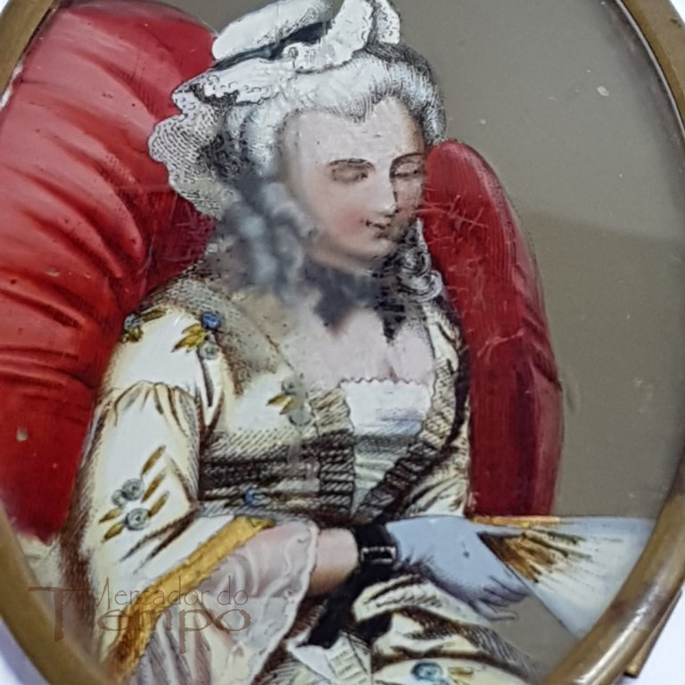 Pintura oval sobre vidro, Dama, Sec.XIX