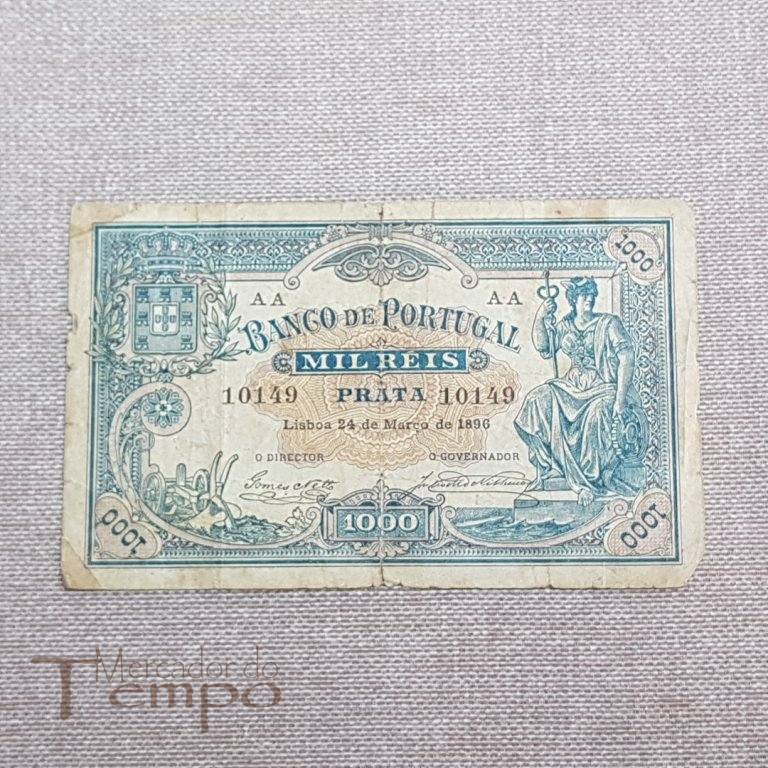 Rara Nota Portugal Mil 1000 Reis 1896