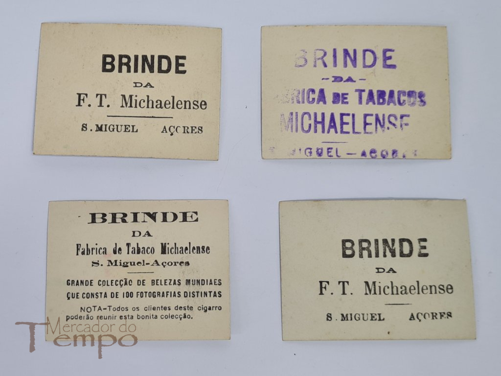 Lote 4 cromos/cartões, Brindes Fábrica Tabacos Michaelense, Açores