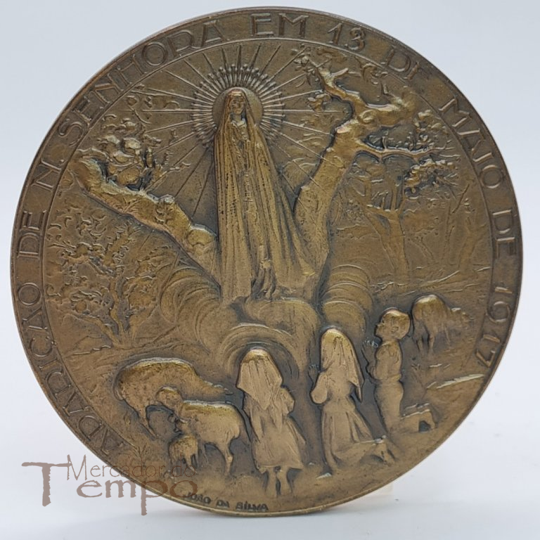 Medalha bronze Nª Srª do Rosário de Fátima, Aparição 1917, datada de 1947