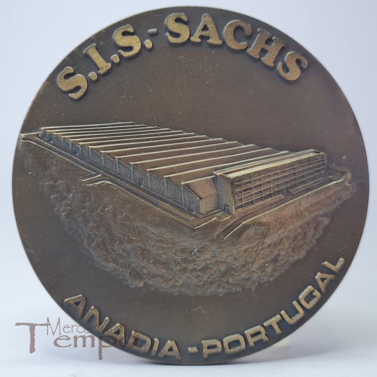Medalha em bronze comemorativa da Inauguração da fábrica de motas S.I.S. Sachs, 1971