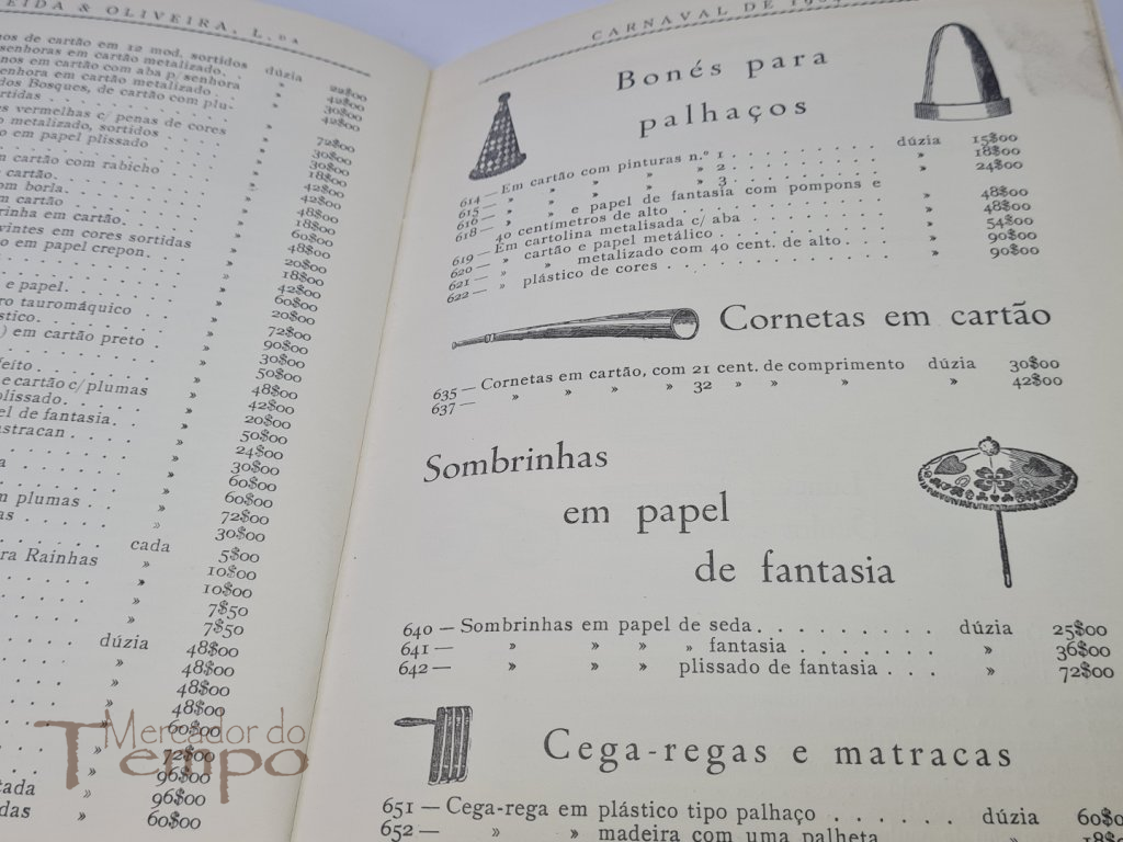 Raro Catálogo artigos com preçário para o Carnaval de 1964