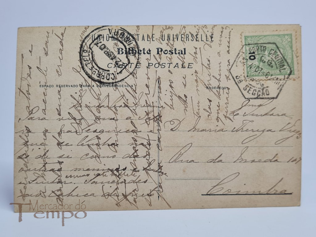 Postal Recordação do Porto, Circulado e datado de 1907