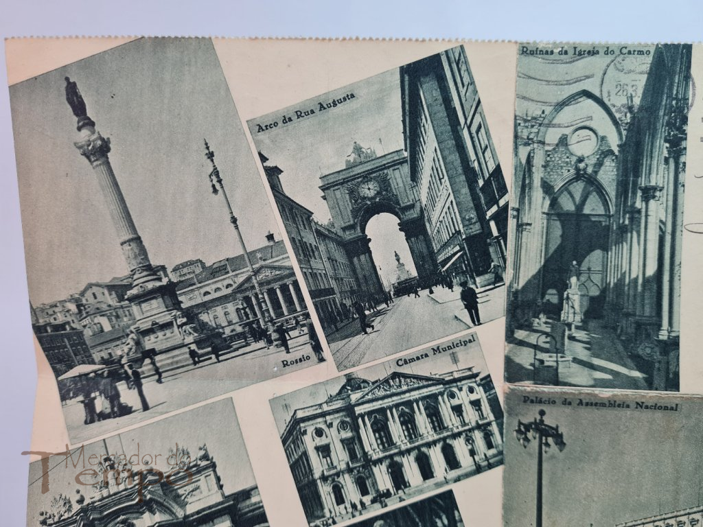 Carta Postal, circulada 1947,monumentos e edifícios de Lisboa.