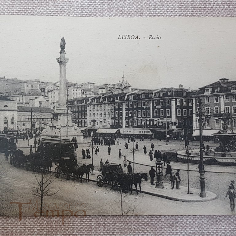 Postal antigo de Lisboa Rossio Rocio