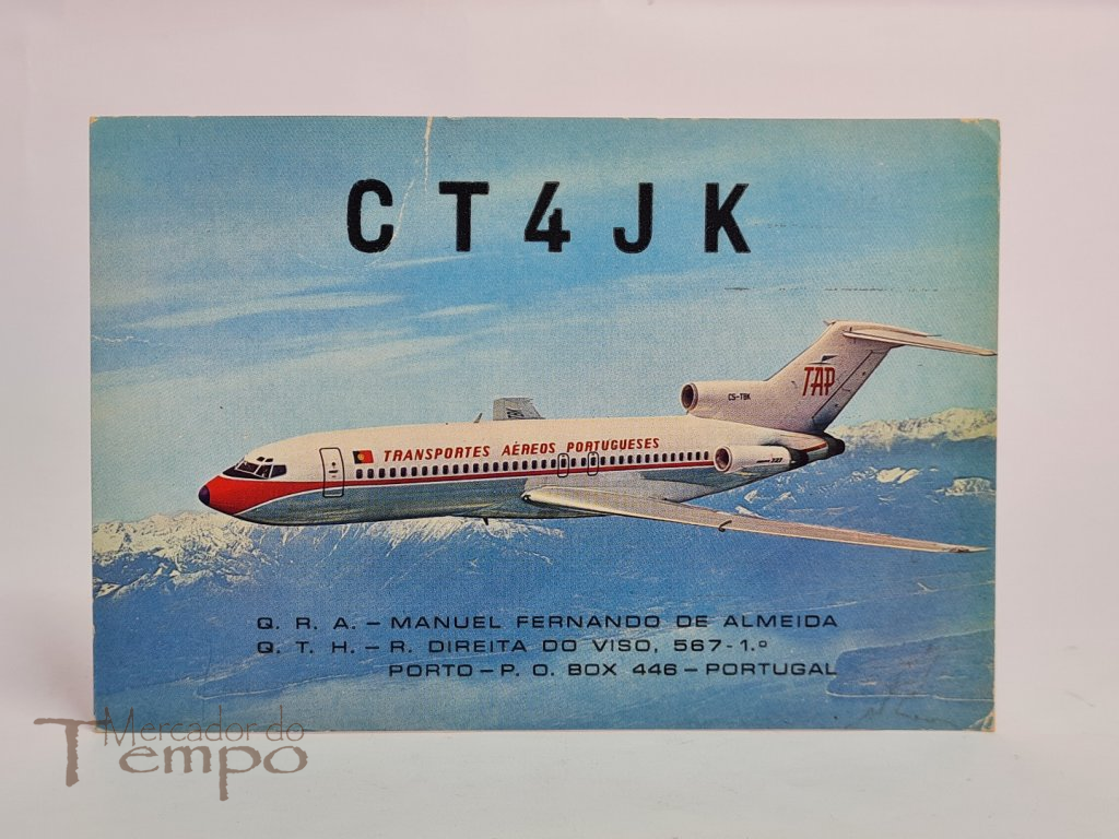 Postal de Rádio Amador, com publicidade à TAP, datado de 1977