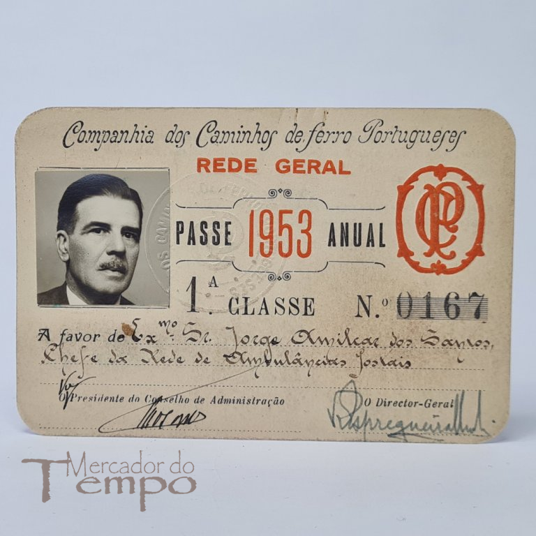 Companhia dos Caminhos de Ferro Portugueses, CP Rede Geral, 1º classe, passe anual 1953