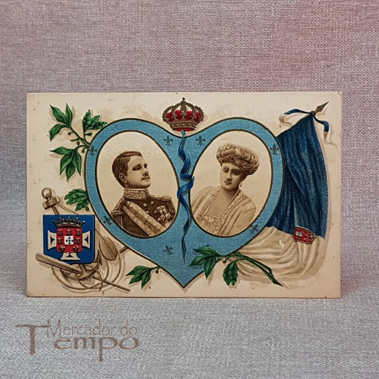 Raro Postal antigo Rei D.Manuel II e Rainha D.Vitória Augusta