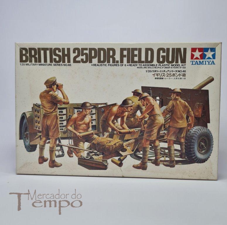 Kit 1/35 Tamiya British 25PDR. Field Gun, com instruções e sacos selados