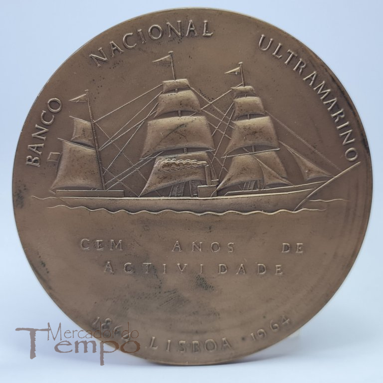 Medalha em bronze Banco Nacional Ultramarino 100 anos de actividade 1864-1964