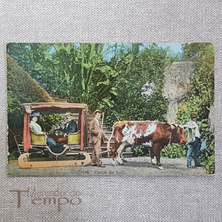 Postal antigo da Madeira Costumes Carro de Bois 1933