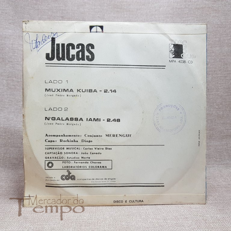 Disco 45 rpm Angola - JUCAS - Merengue MPA - 4038-CD  