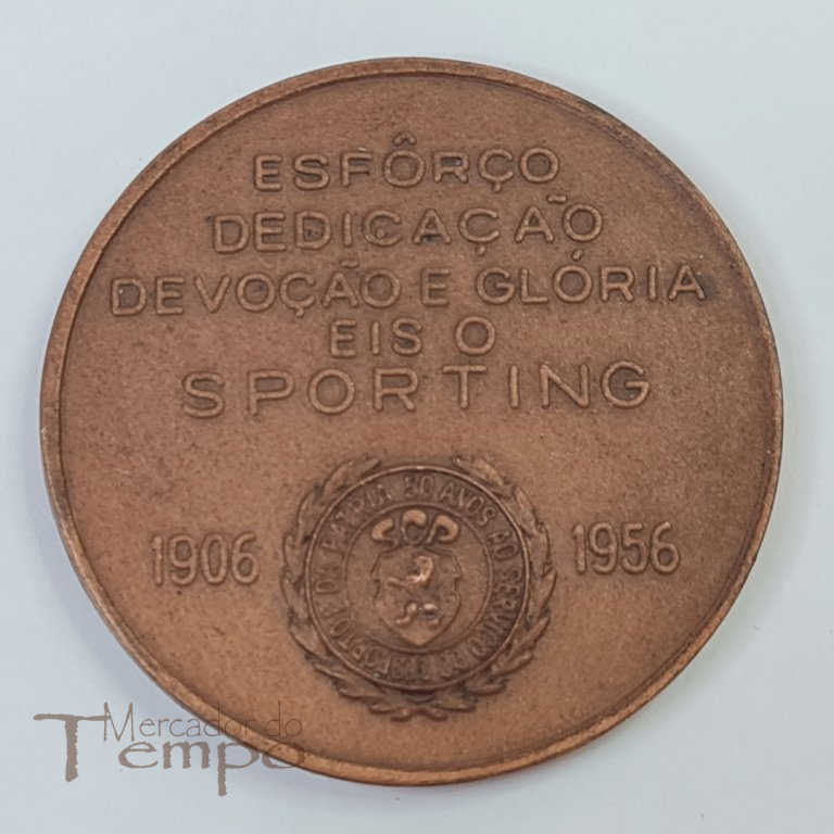Medalha em cobre comemorativa dos 50 anos do Sporting Club de Portugal 1906-56