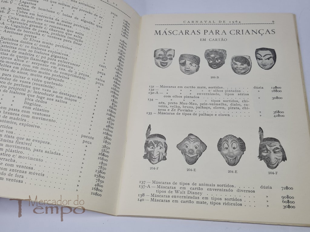 Raro Catálogo artigos com preçário para o Carnaval de 1964