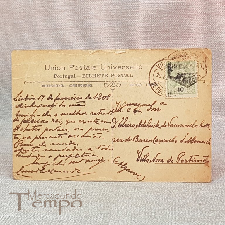 Postal antigo circulado Rei D.Carlos I