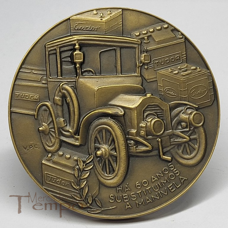 Medalha em bronze comemorativa dos 60 anos das Baterias Tudor