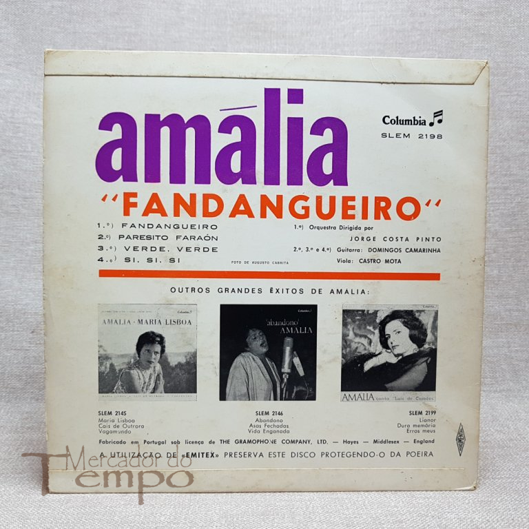 Disco 45 rpm Amália Rodrigues - Fandangueiro - SLEM 2198 