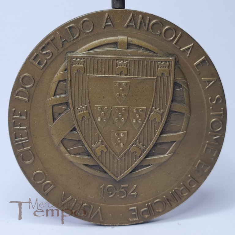 Medalha bronze visita do General Craveiro Lopes a Angola e S.T. e Principe, 1954