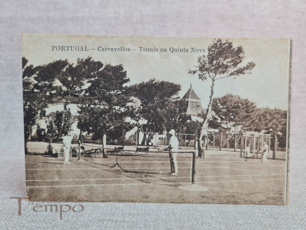 Postal antigo - Carcavelos Jogo de Ténis na Quinta Nova