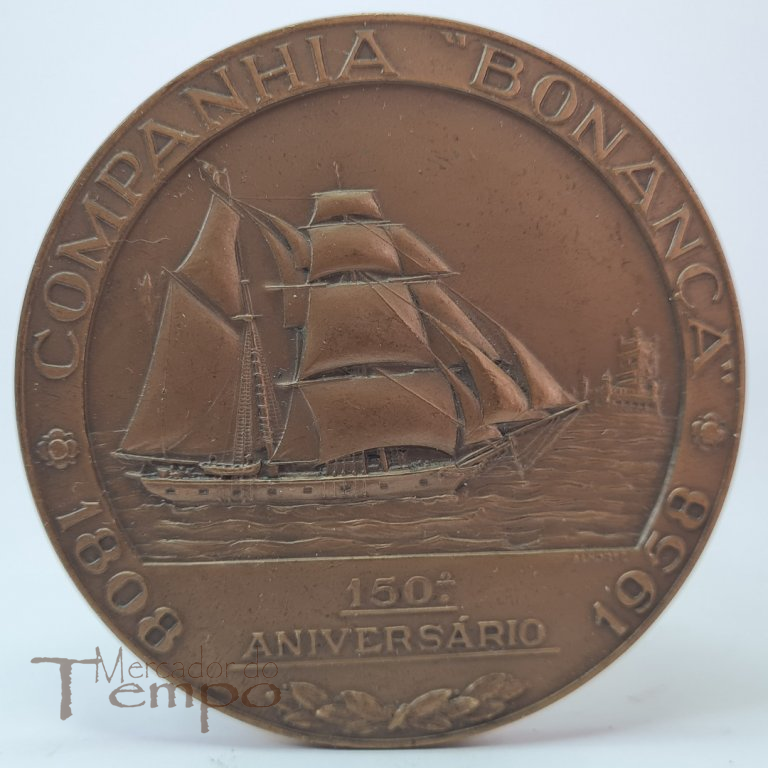 Medalha em bronze comemorativa do 150º Aniversário da Companhia de Seguros Bonança 1808-1958