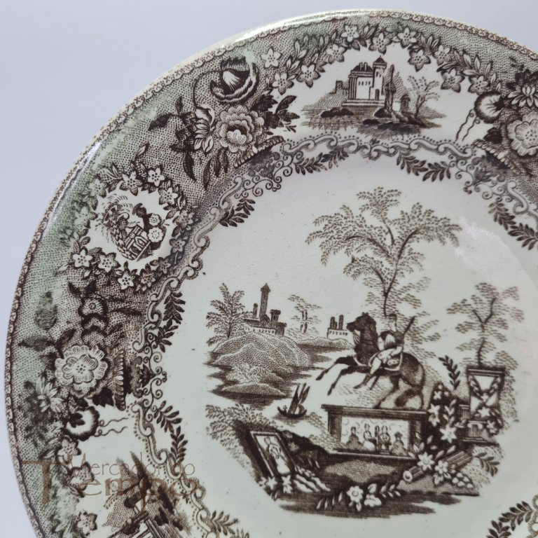 Prato Sobremesa Fábrica de Sacavém Cavalinho castanho 1862