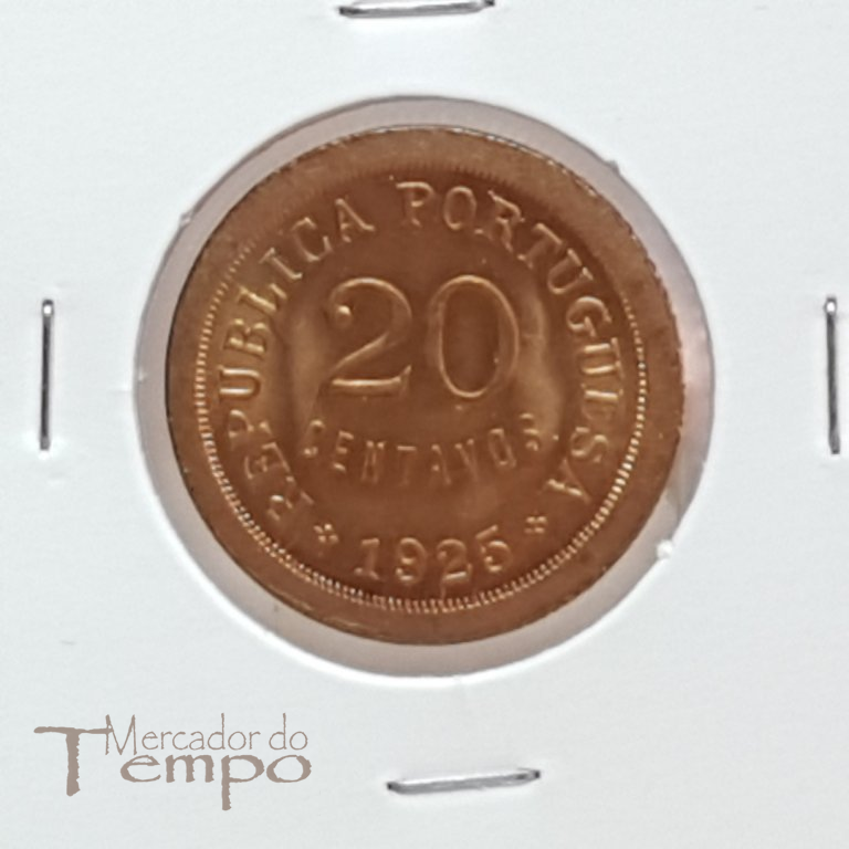 Moeda de 20 centavos de bronze de 1925