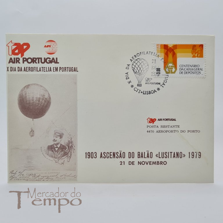 Postal 10º Dia da Aerofilia em Portugal, TAP, 1903 Ascensão do Balão Lusitano, 1979