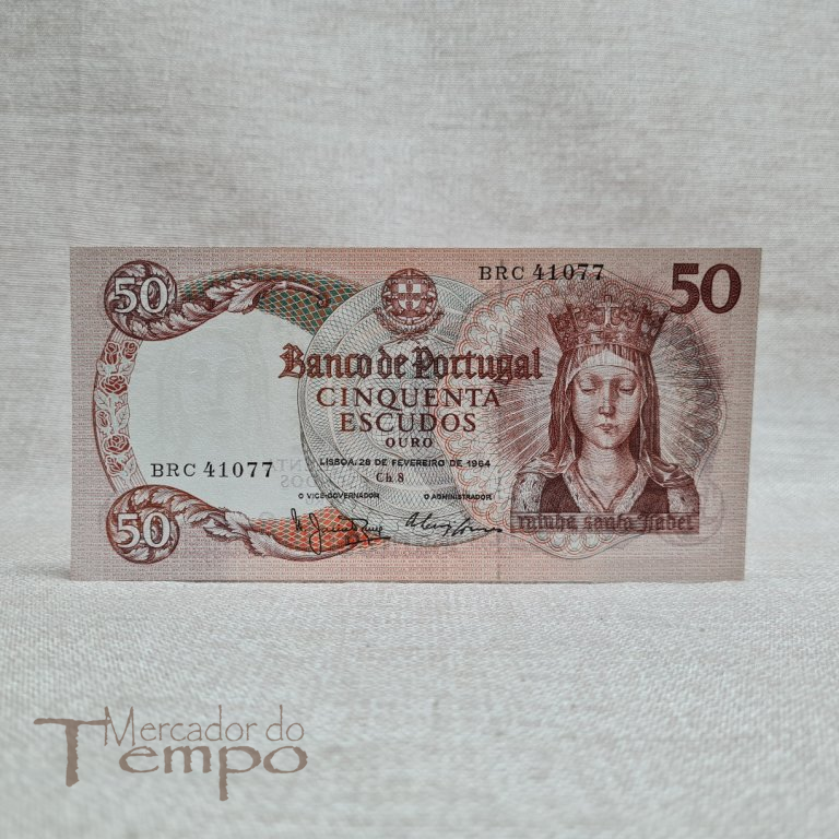 Portugal Nota 50$00 escudos Rainha Santa Isabel 1964