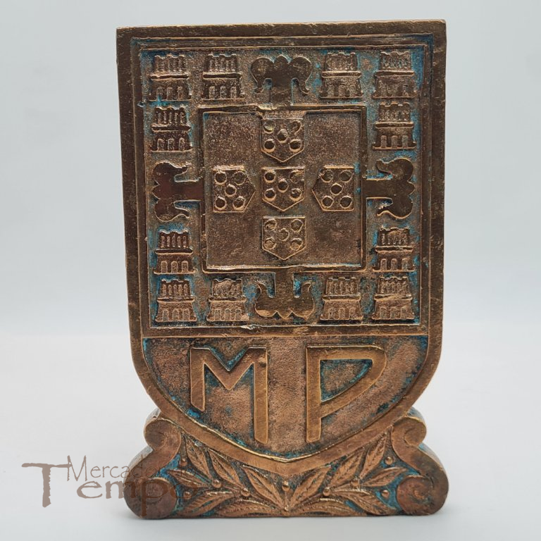 Grande Placa em bronze da Mocidade Portuguesa, com gravação atrás 1952- 1953