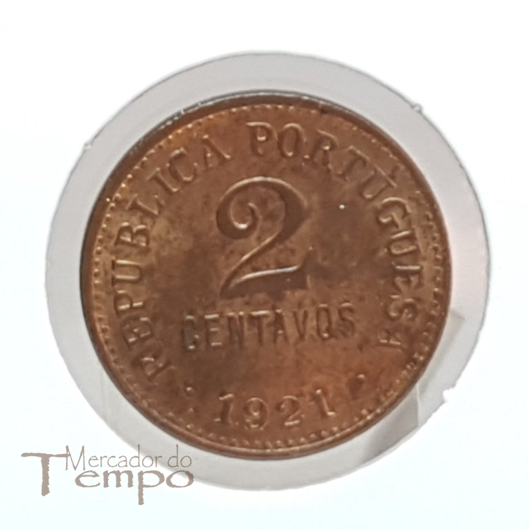 Moeda de 2 centavos de bronze de 1921