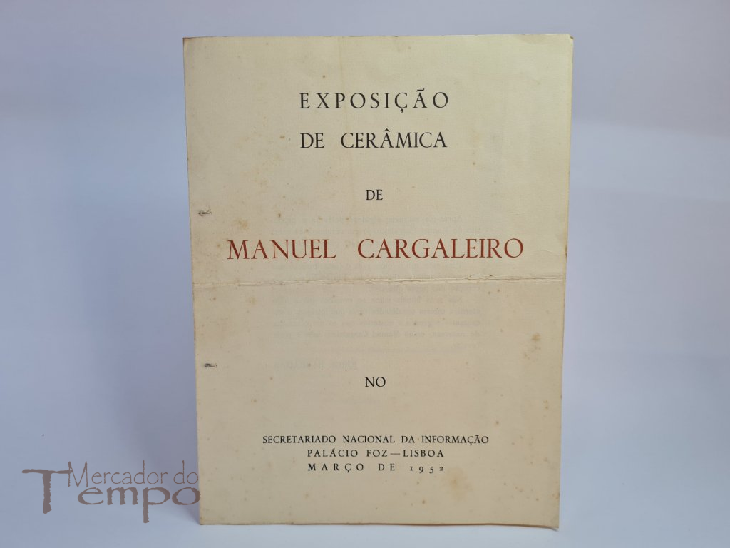 Raro catálogo da 1ª Exposição Individual de Cerâmica de Manuel Cargaleiro, no SNI em 1952