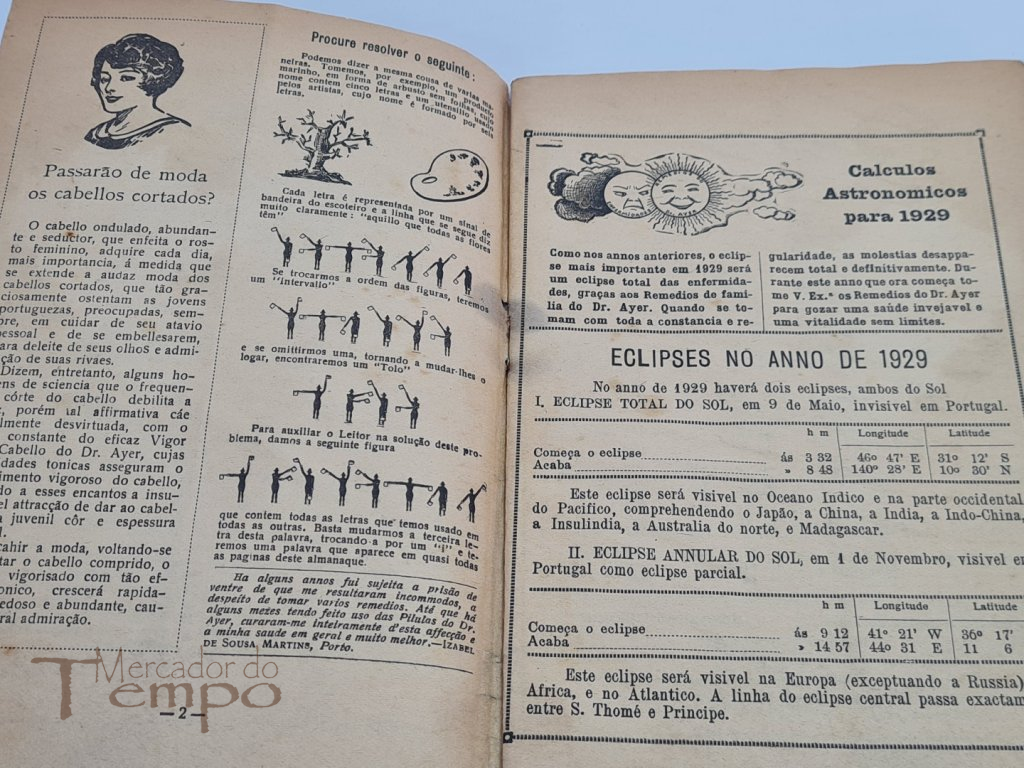 Calendário e Folhinha Portugueza do doutor Ayer, 1929