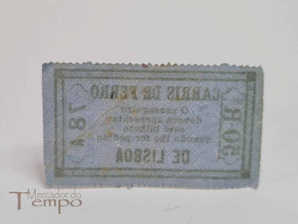 Bilhete de Elétrico 60 Reis dos inicios do Sec.XX (1900 /1909)