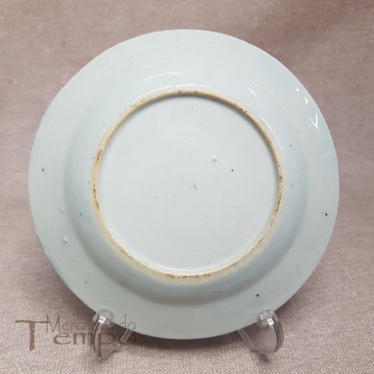 Raro prato sobremesa em porcelana chinesa decoração Cantão Sec.XVIII