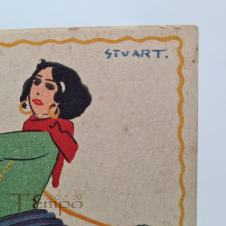 Postal ilustrado desenho do Stuart, Costumes festas populares