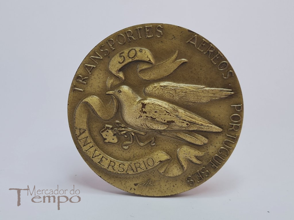 Medalha bronze TAP 50º Aniversário 1945-1995 modulo pequeno