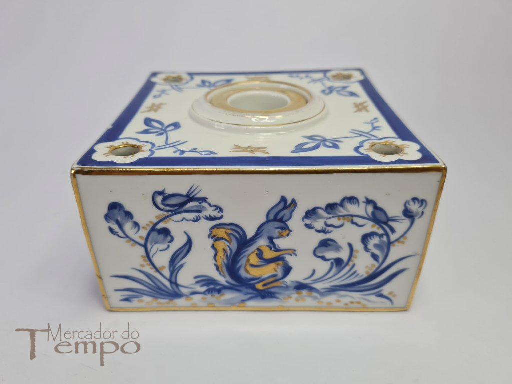 Tinteiro Vista Alegre decoração Vegetalista e Animais 1922-47