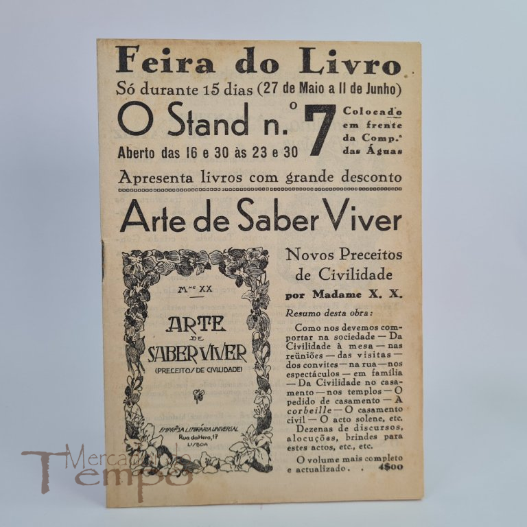 catálogo de um stand de venda de livros com algumas das publicações que teria para venda na Feira do Livro de 1944