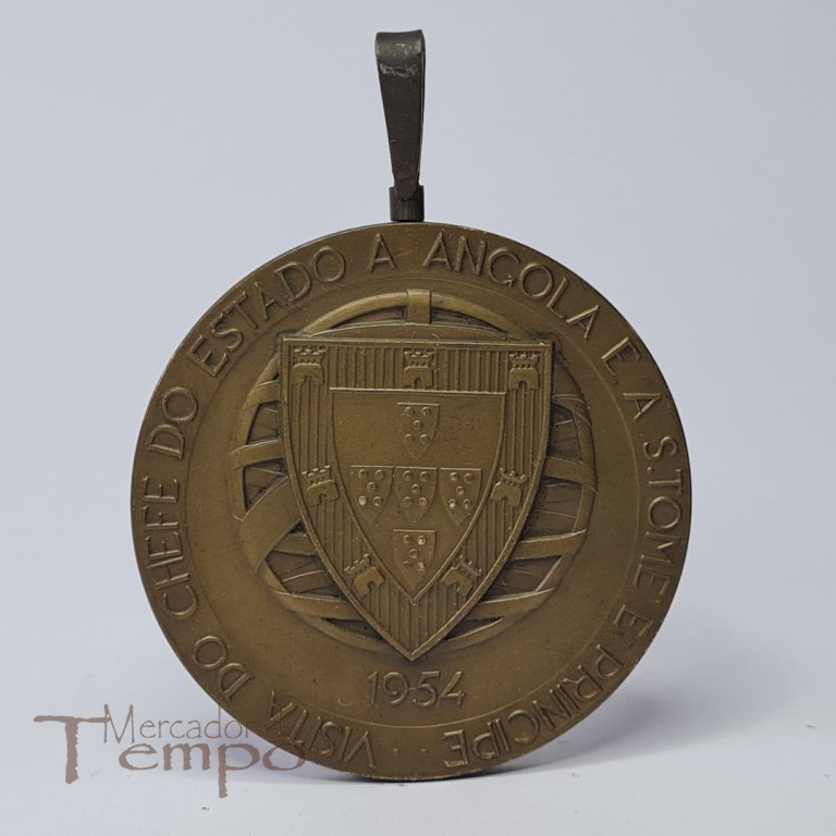 Medalha bronze visita do General Craveiro Lopes a Angola e S.T. e Principe, 1954